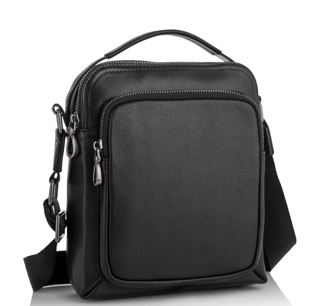 Чоловіча шкіряна сумка-барсетка через плече чорна Tiding Bag NA50-1042A
