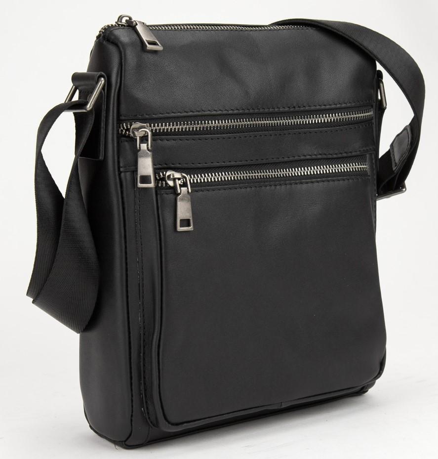 Чоловічий шкіряний чорний месенджер Tiding Bag S-JMD10-2038A