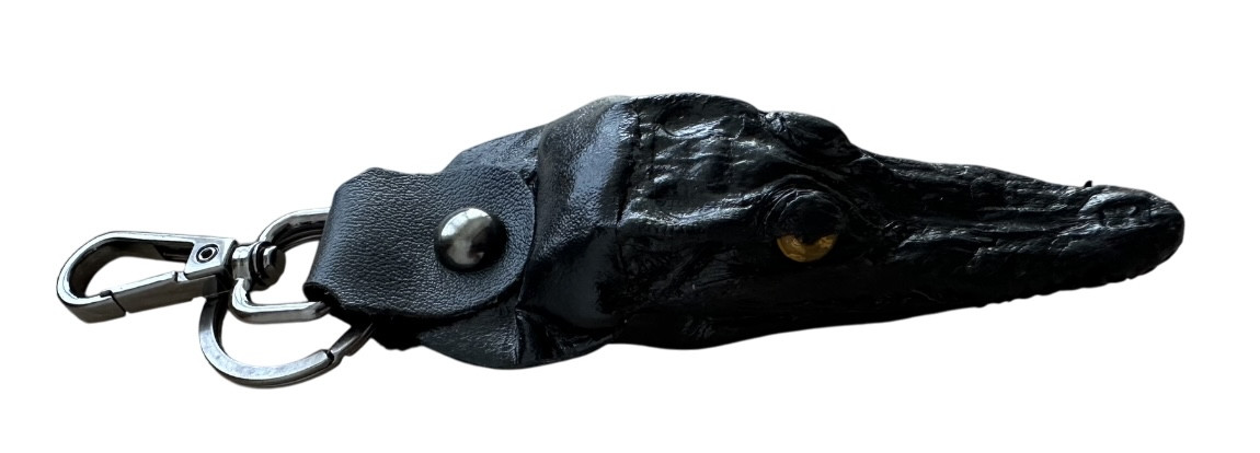 Брелок для ключів зі справжньою головою крокодила чорний Exotic Leather crc07