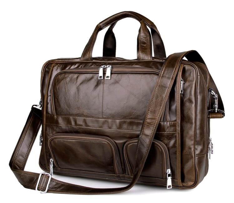 Велика ділова чоловіча шкіряна сумка для подорожей Jasper&Maine 7289C