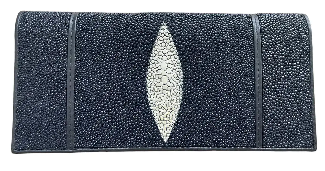 Гаманець жіночий із натуральної шкіри морського ската Exotic Leather темно-синій (stw 29_2)