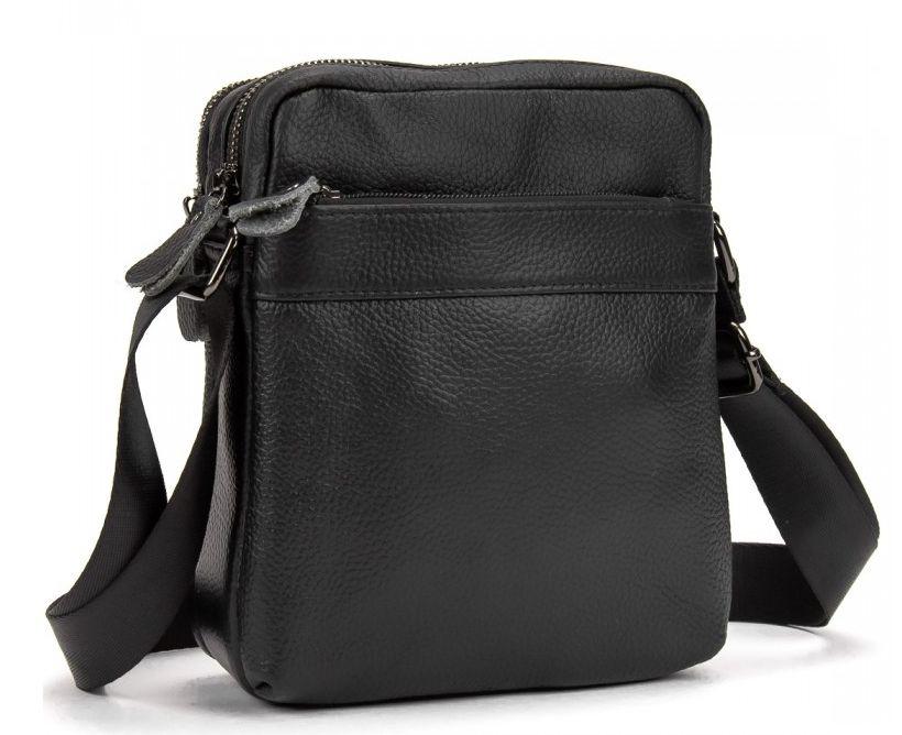Чоловічий шкіряний месенджер Tiding Bag чорний