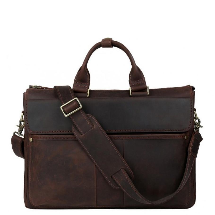 Сумка-портфель для ноутбука чоловіча шкіряна 17 дюймів Tiding Bag t1096