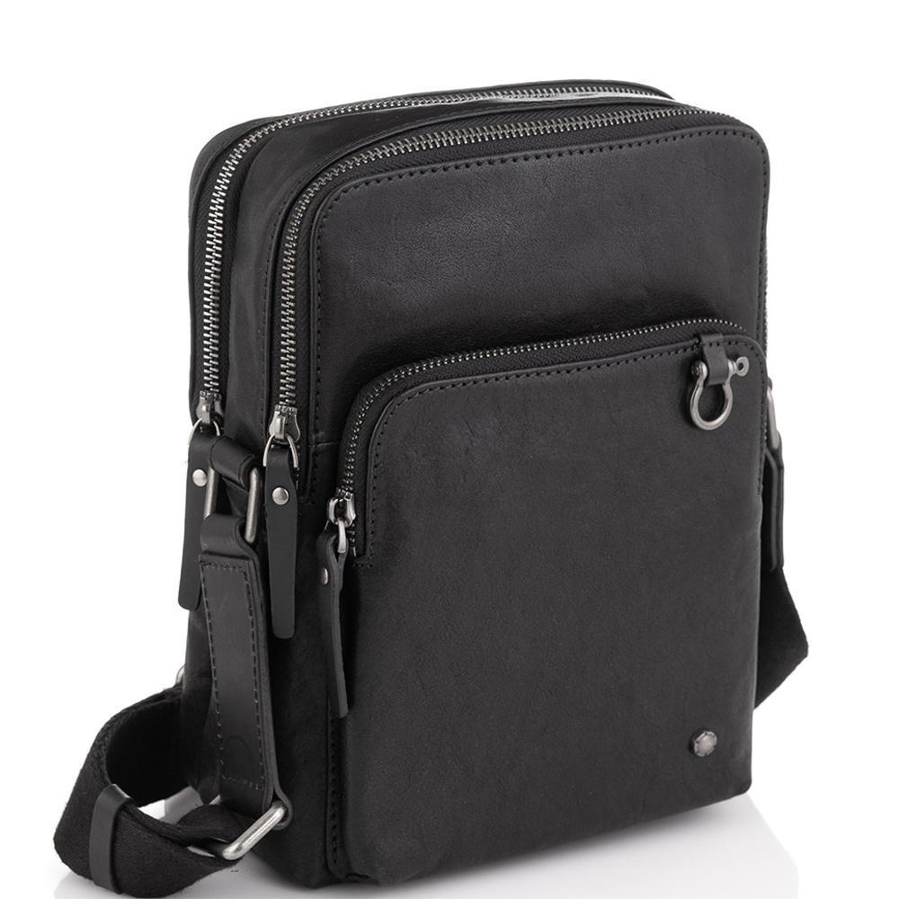 Сумка через плече шкіряна чорна Tiding Bag SM13-0014A — фото 1