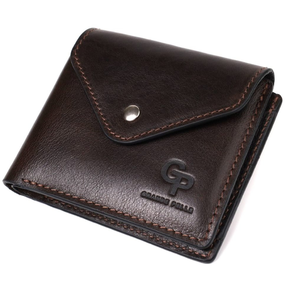 Чоловіче шкіряне портмоне коричневе Grande Pelle 545620