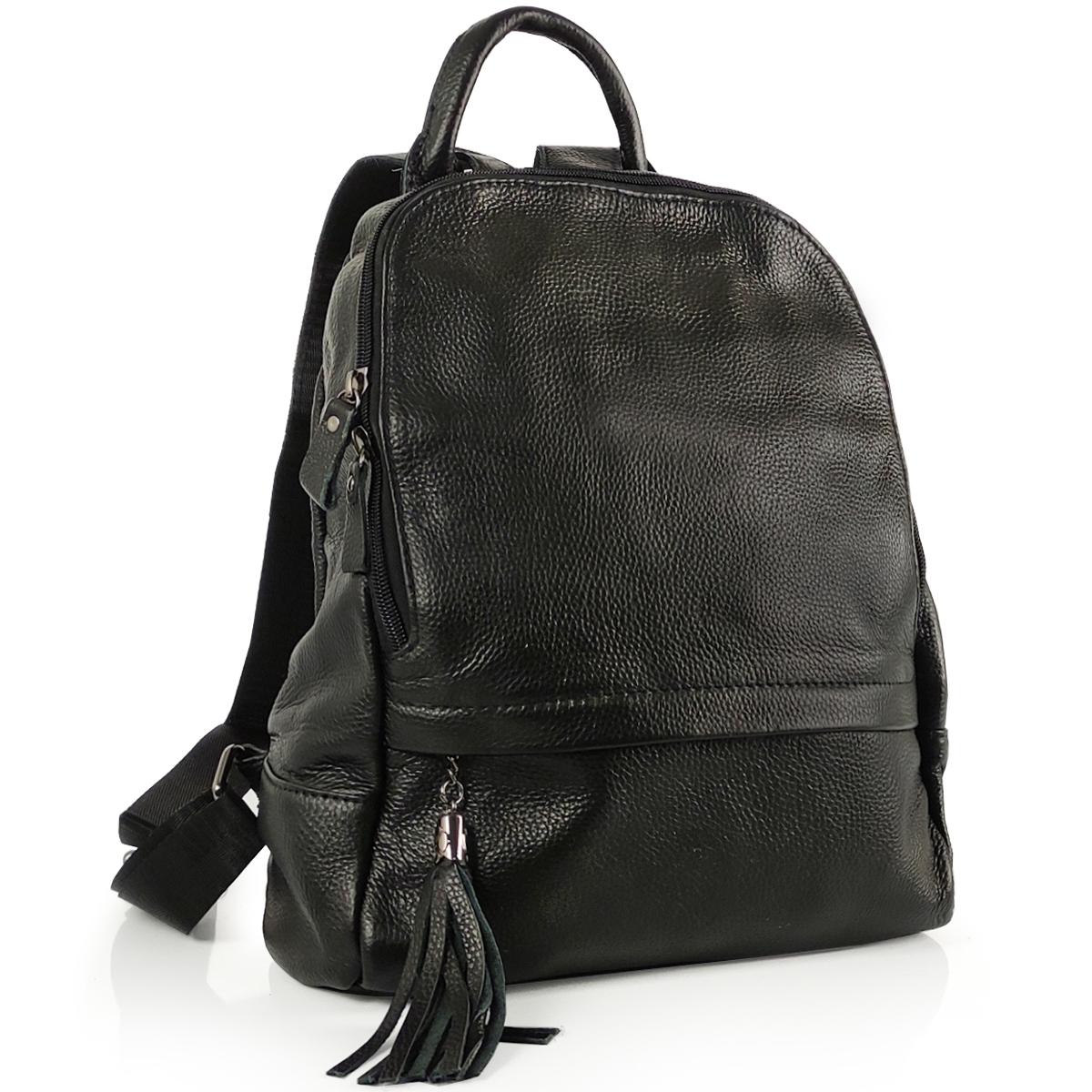 Шкіряний жіночий чорний рюкзак Olivia Leather FL-TRCH-6901A