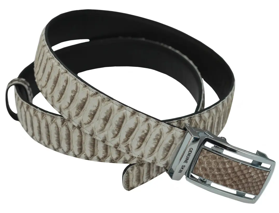 Ремінь зі шкіри пітона Exotic Leather Бежевий (snb 05_4)