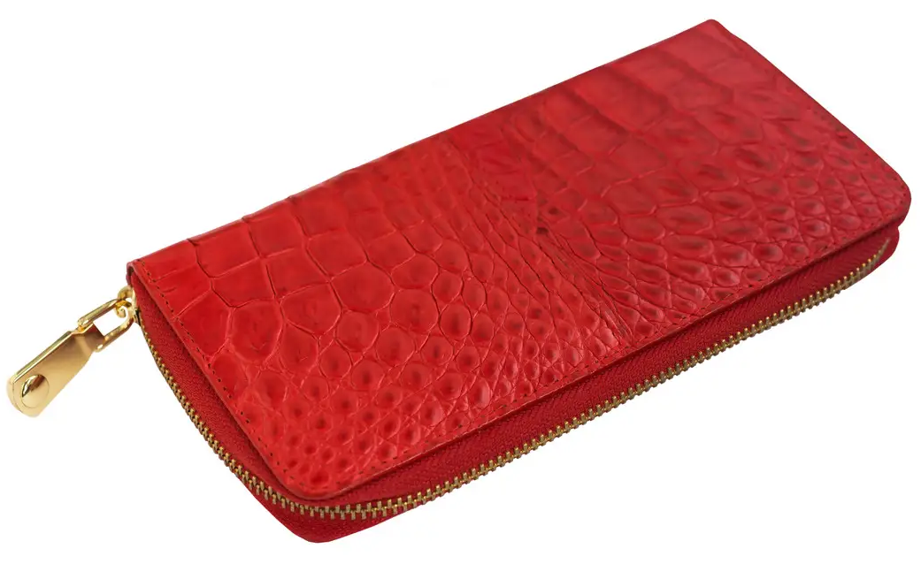 Гаманець Exotic Leather з натуральної шкіри крокодила Червоний (cw 82_5)