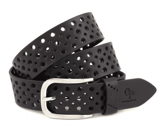 Шкіряний ремінь Casual, чорний перфорация Grande Pelle 430011208
