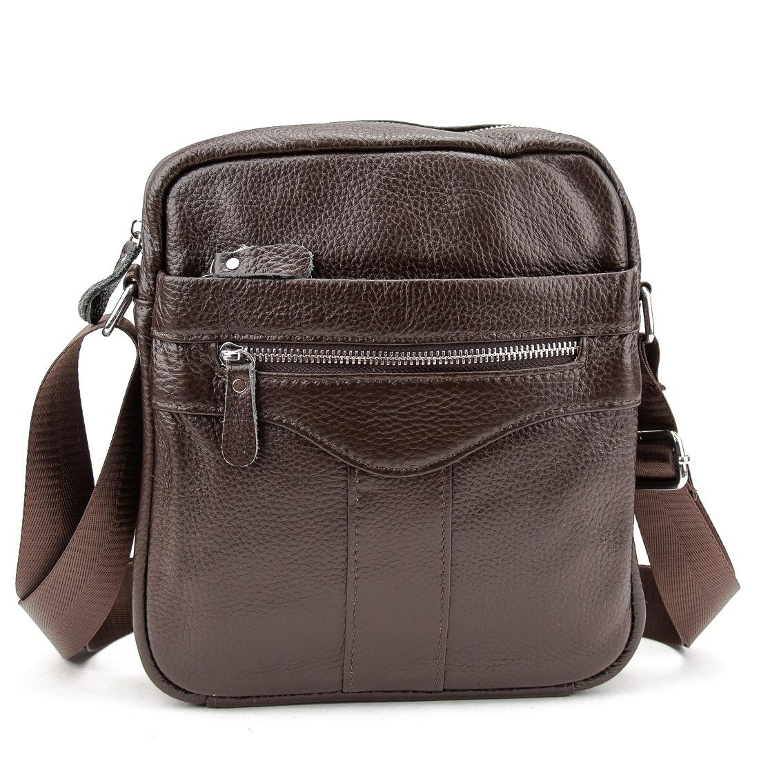 Шкіряний малий чоловічий месенджер коричневий Tiding Bag M56-0187C — фото 1
