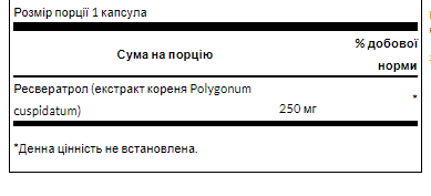 Ресвератрол, 250 мг, 30 капсул