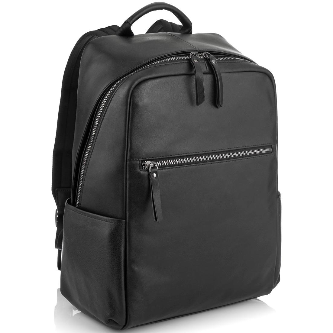 Чорний стильний шкіряний чоловічий рюкзак Tiding Bag NM29-2679BA