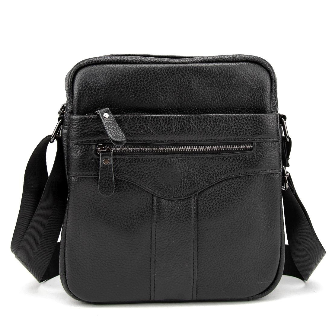 Шкіряний малий чоловічий месенджер чорний Tiding Bag M56-0187A