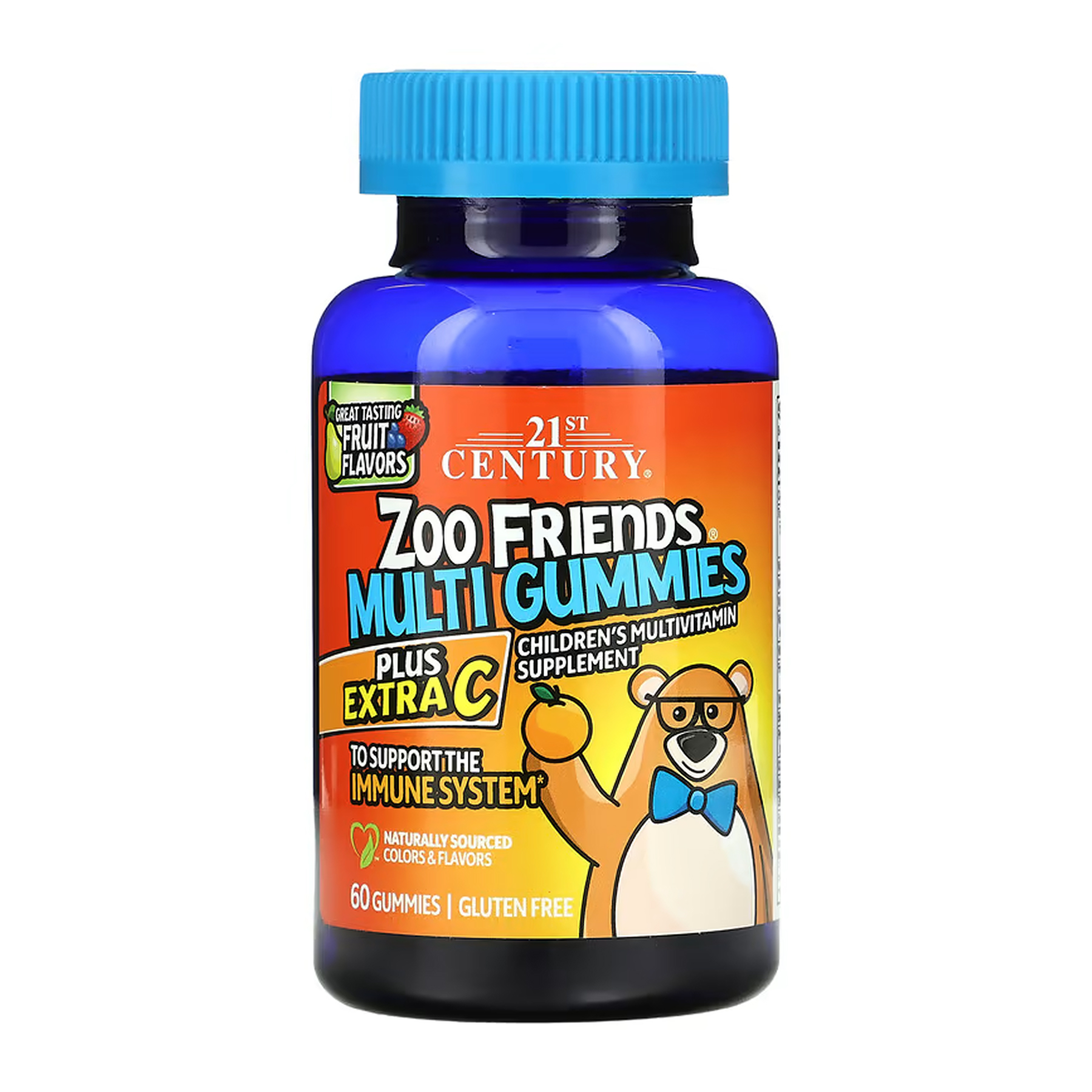 Мультивітаміни Zoo Friends + Extra C для дітей, 60 жув. цукерок, 21st Century