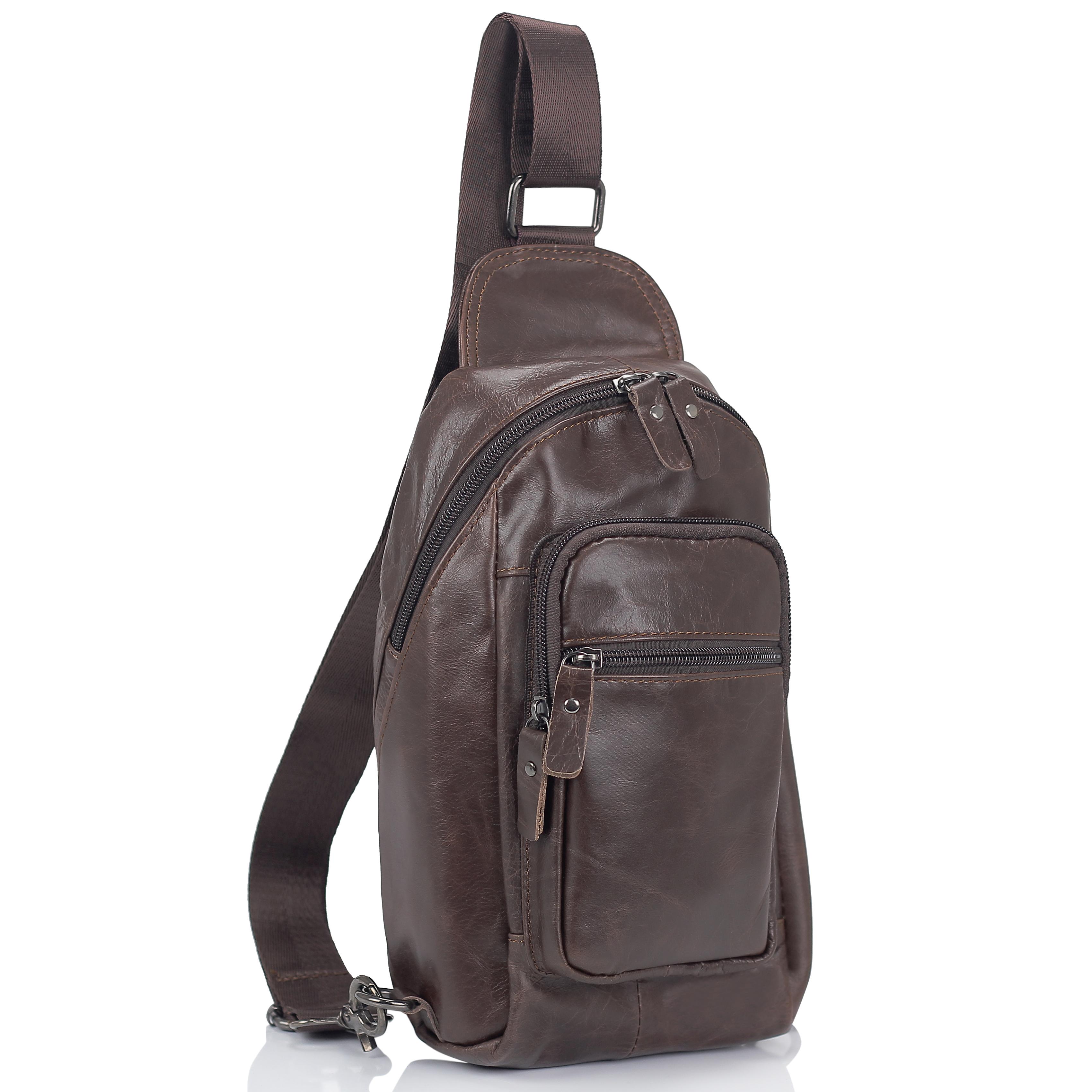Чоловіча сумка-слінг коричневого кольору Tiding Bag M35-1008C