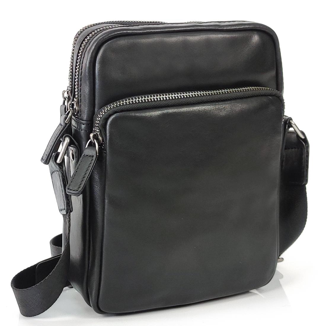 Сумка чоловіча шкіряна чорна Tiding Bag 168A — фото 1