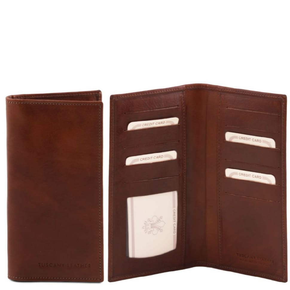 Ексклюзивний вертикальний шкіряний гаманець бифолд Tuscany Leather TL140784 (коричневий)