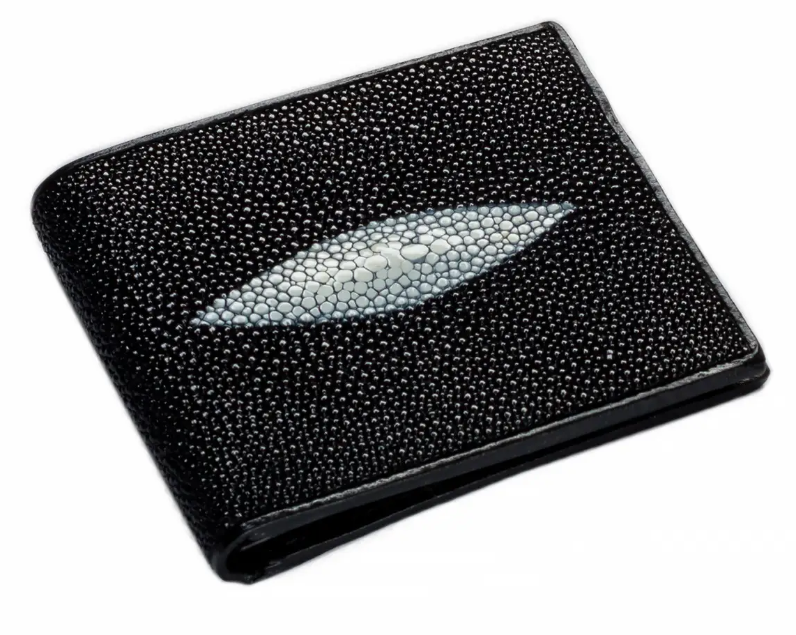 Портмоне зі шкіри ската Exotic Leather Чорне (stw21)