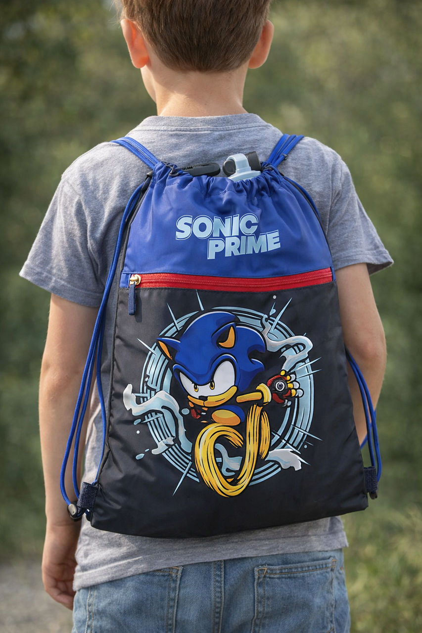 Сумка для взуття, мішок для кросівок, спорту, подорожей Sonic Prime синій