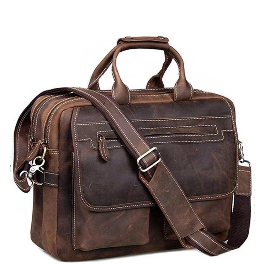 Містка чоловіча сумка-портфель вінтажна шкіра Tiding Bag t29523