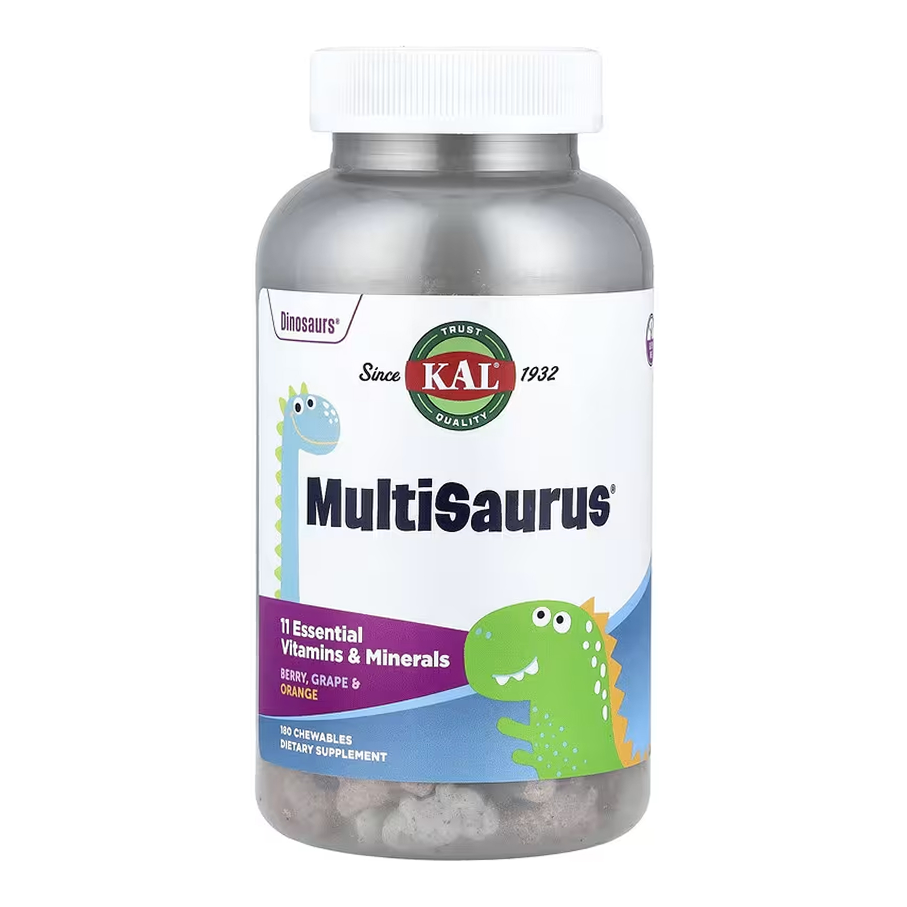 MultiSaurus, 180 жув. таблеток, Ягода, Виноград, Апельсин, KAL