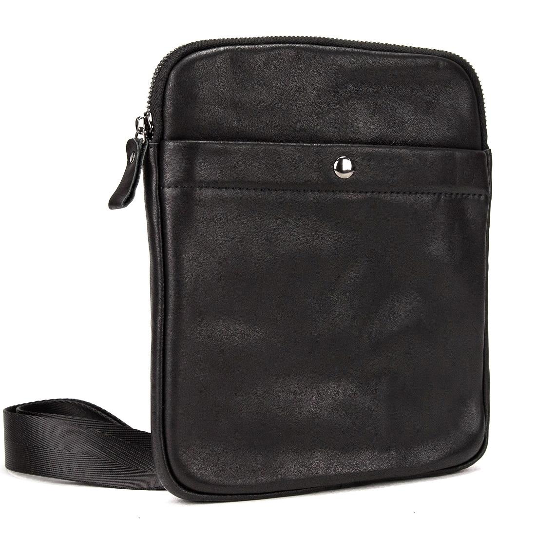 Шкіряний малий чорний месенджер Tiding Bag S-N2-123A