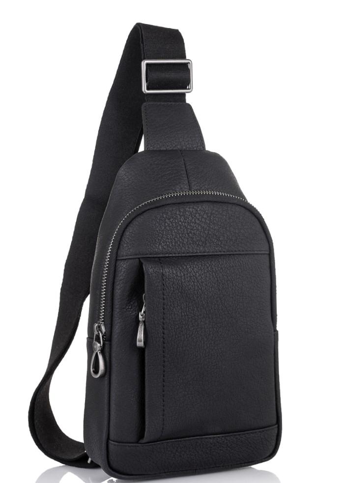 Чоловіча шкіряна сумка-слінг чорна Tiding Bag SM8-827A