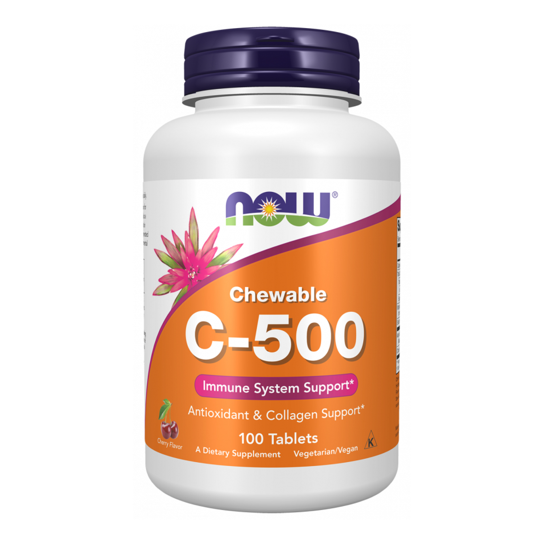 Вітамін C 500 мг, Вишня, 100 таблеток, Now Foods