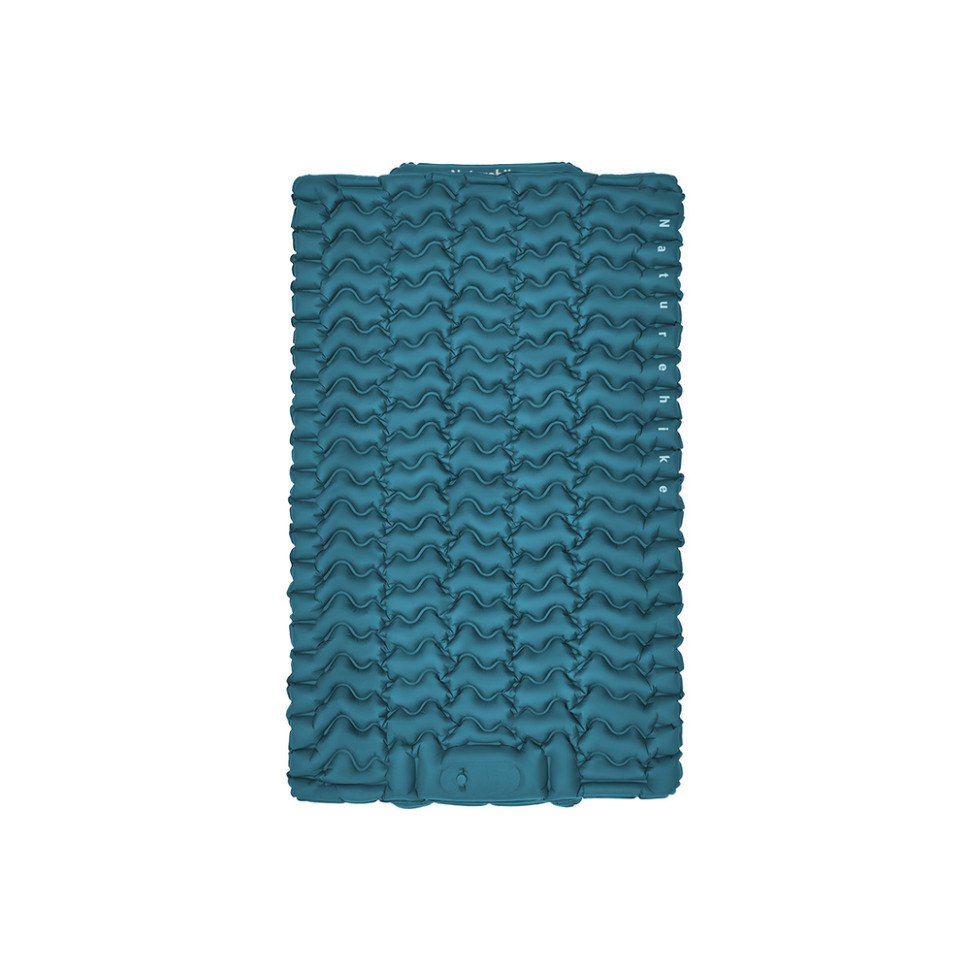 Матрац туристичний надувний двомісний Naturehike CNK2550WS019, 200х125х6.5 см, синій із вбудованою помпою для надування