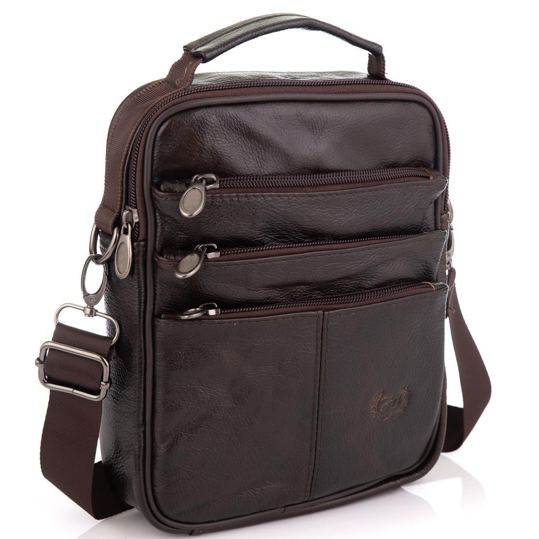 Коричнева чоловіча сумка месенджер HD Leather NM24-218C — фото 1
