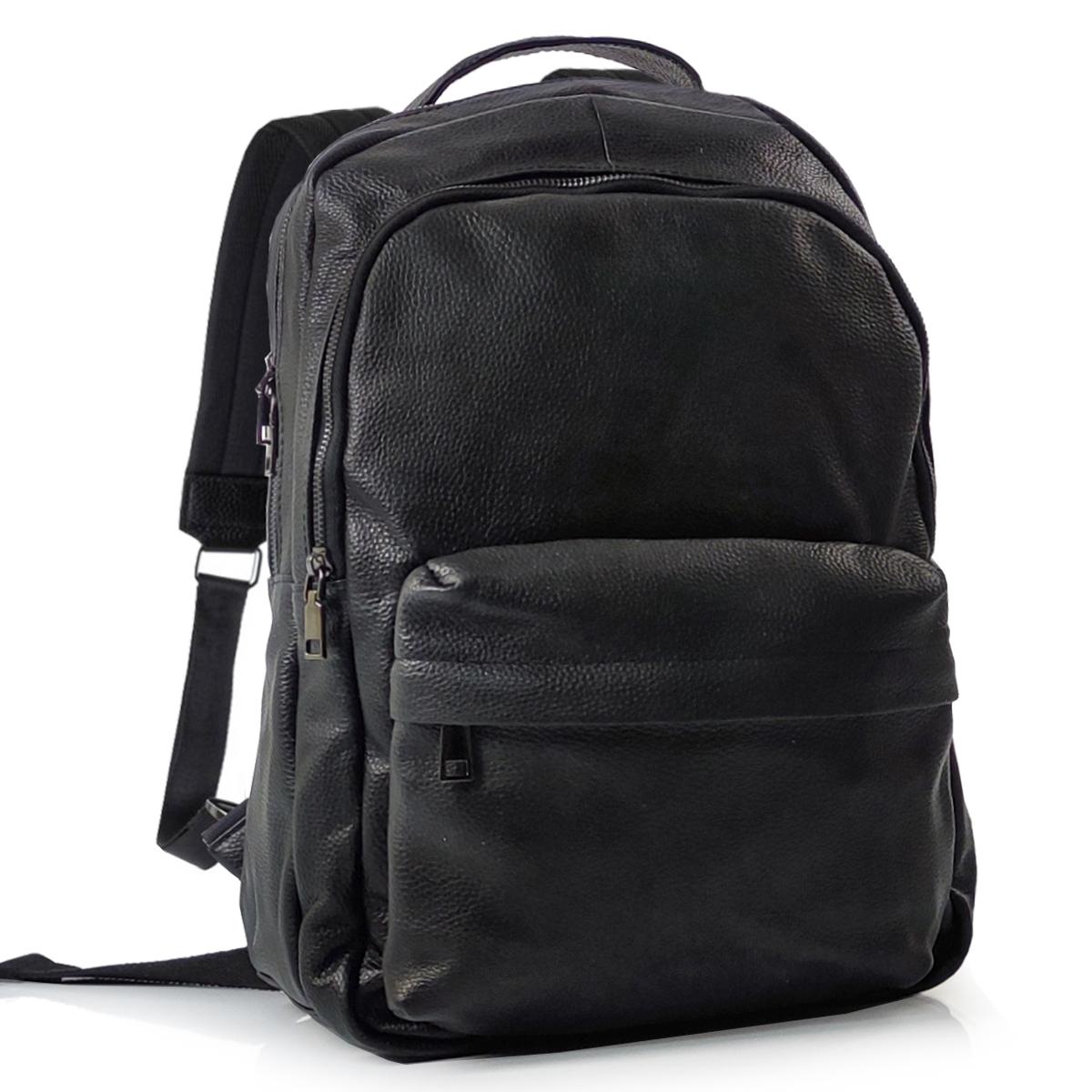 Шкіряний чорний рюкзак Tiding Bag FL-TRCH-008A