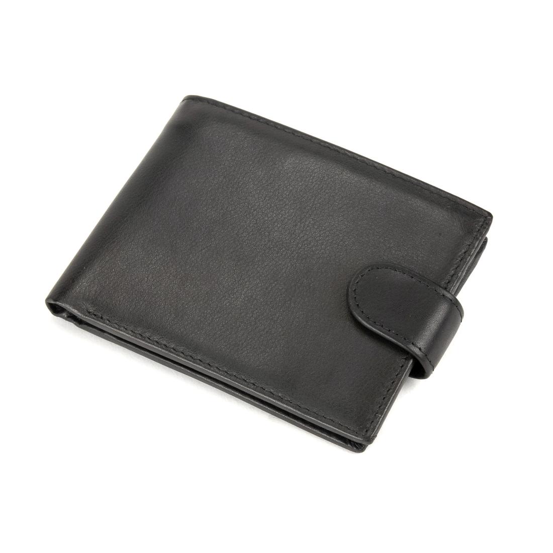 Портмоне чорне шкіряне на кнопці Tiding Bag M39-8068BRA