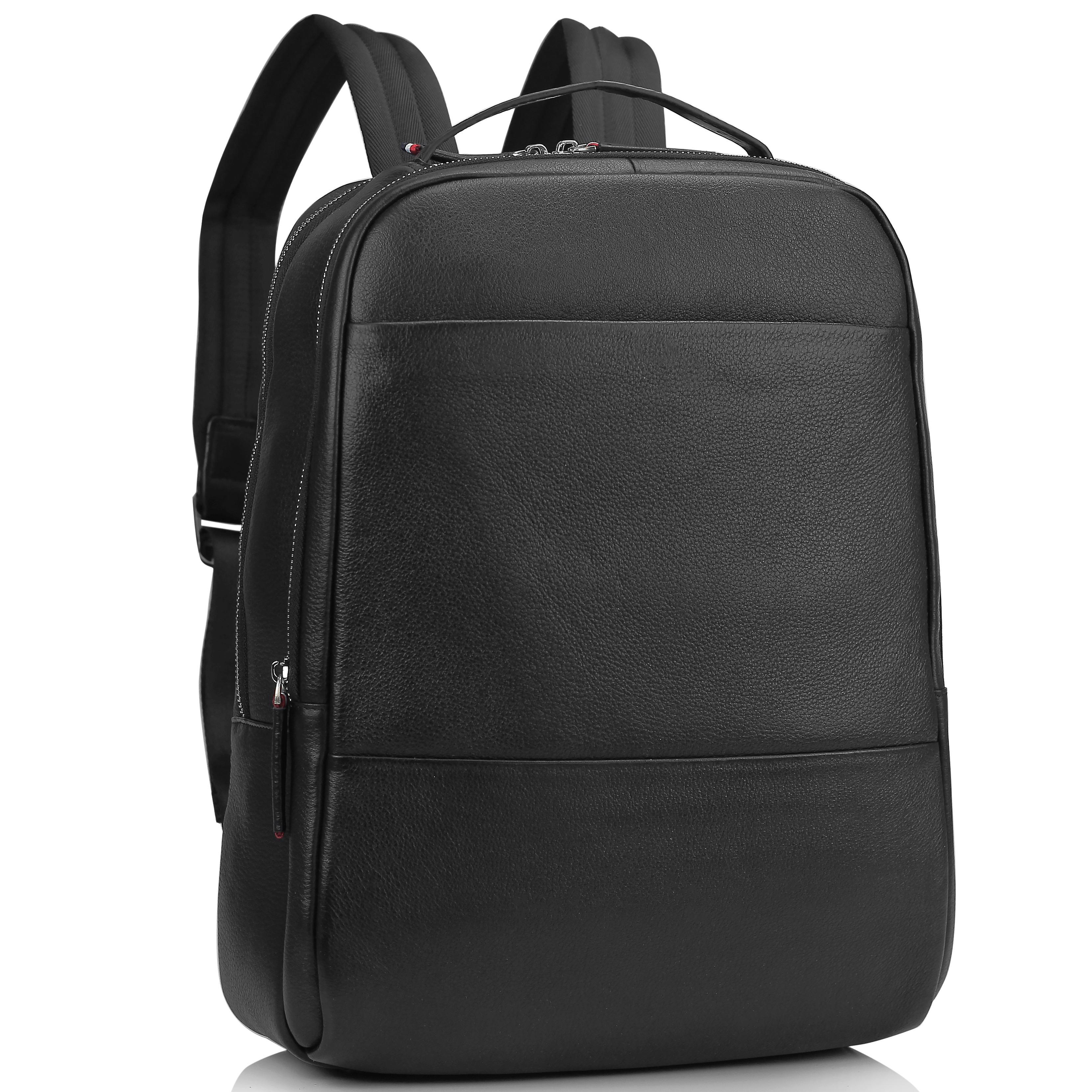 Чоловічий шкіряний чорний рюкзак для ноутбука Tiding Bag SM8-183A
