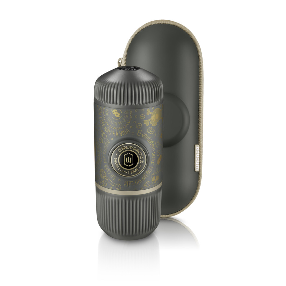 Портативна еспресо-кавоварка Wacaco Nanopresso темно-сіра з чохлом, механічна, для меленої кави