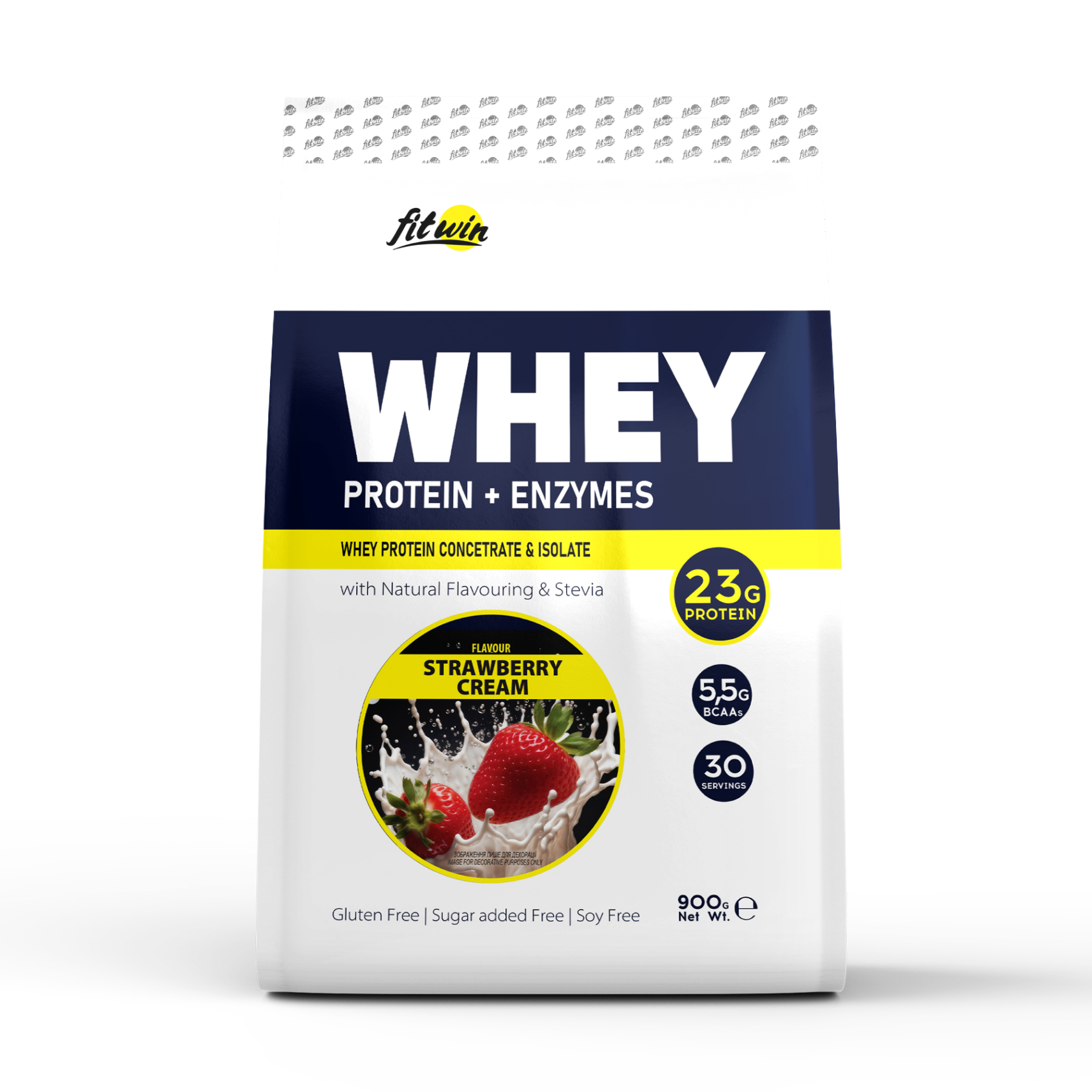 FitWin Whey, протеїн Strawberry Cream, 900 г