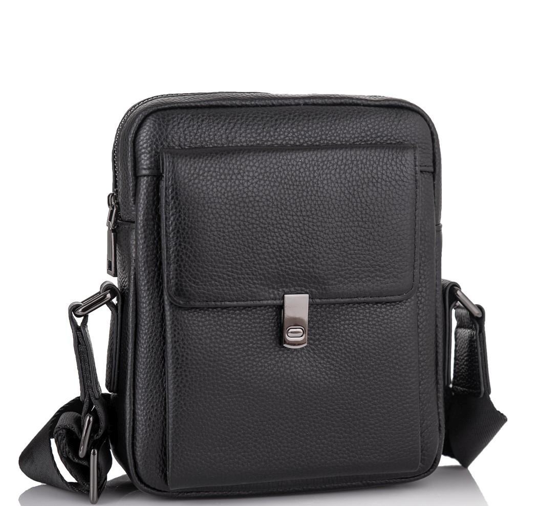 Чоловічий шкіряний чорний месенджер-барсетка Tiding Bag NM11-2030A