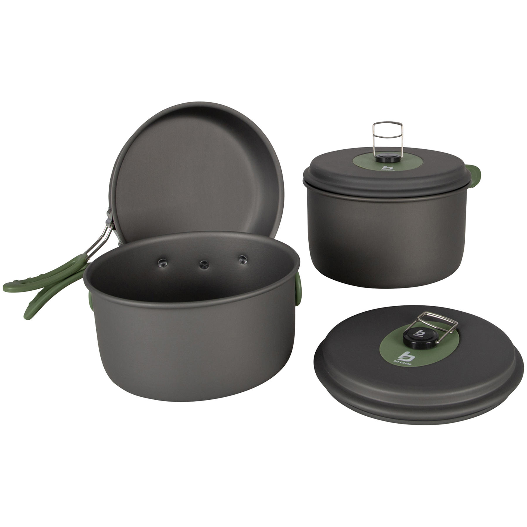 Набір посуду Bo-Camp Explorer 3 Pieces Hard Anodized Grey/Green (2200239) — фото 1