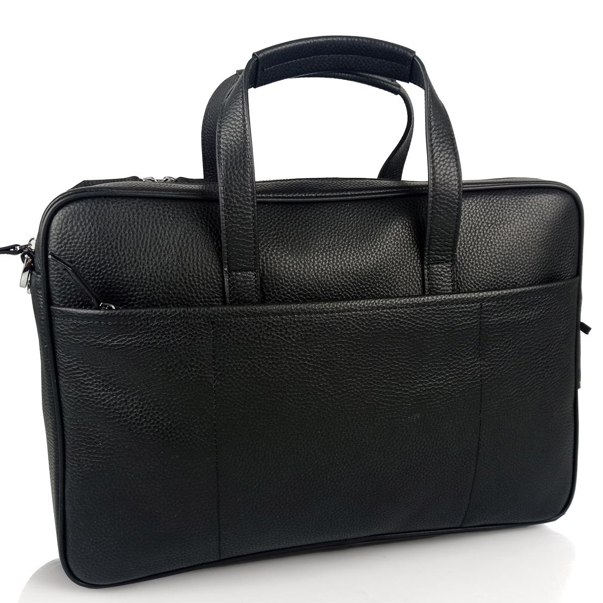 Сумка для ноутбука шкіряна чоловіча чорна Tiding Bag N2-1010A