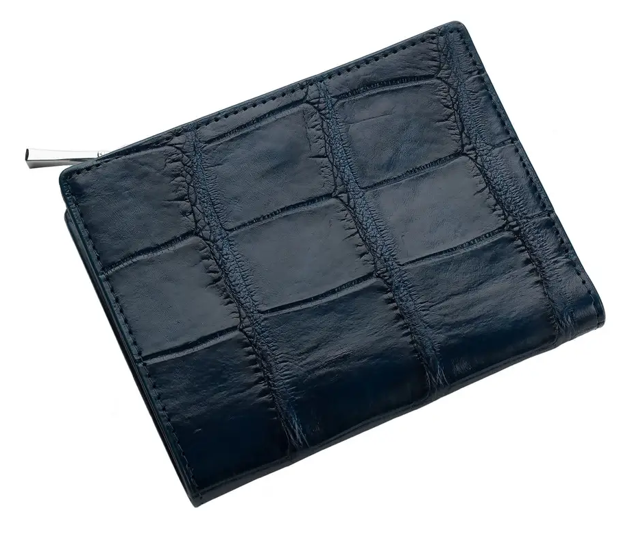 Гаманець зі шкіри крокодила Exotic Leather Синій (cw 86)