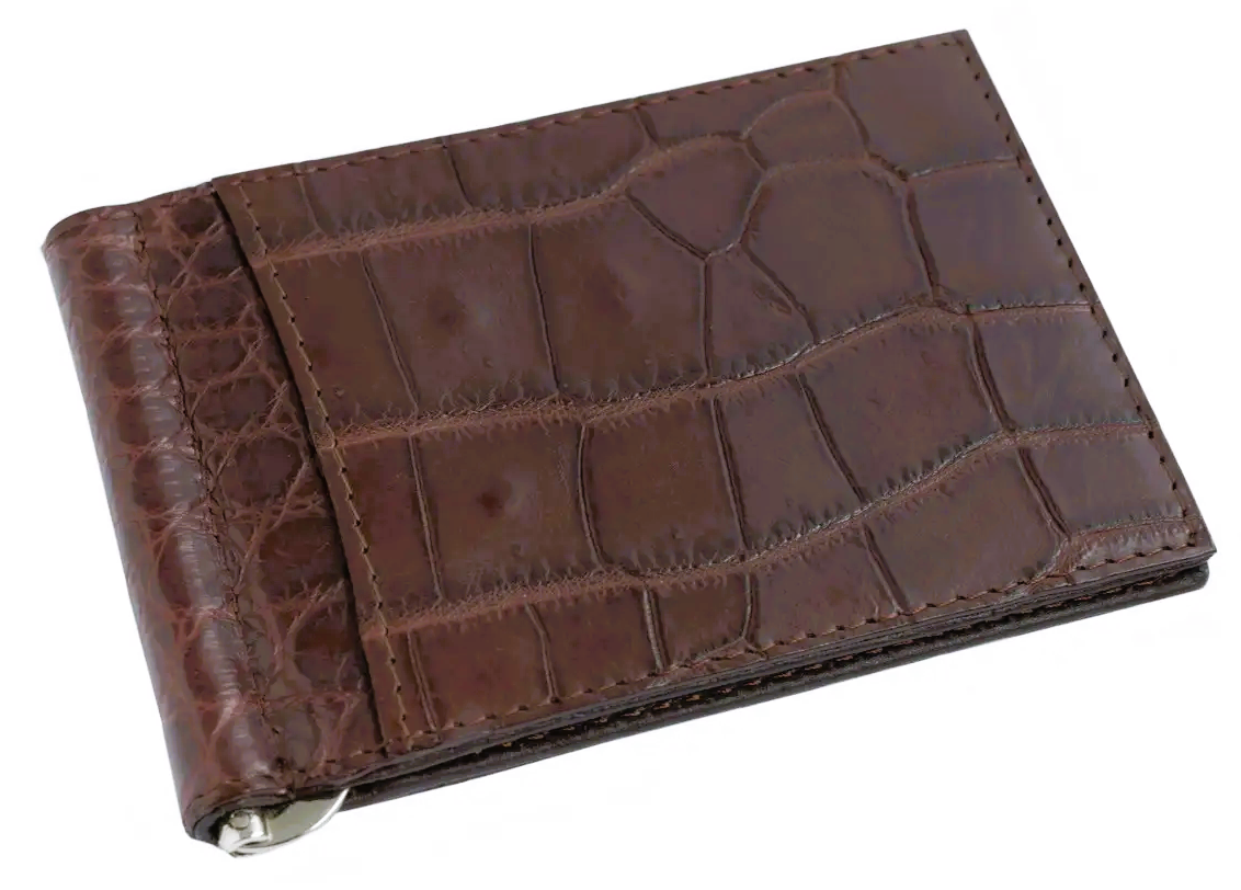 Затискач для грошей зі шкіри крокодила Exotic Leather Коричневий (cc02_1)