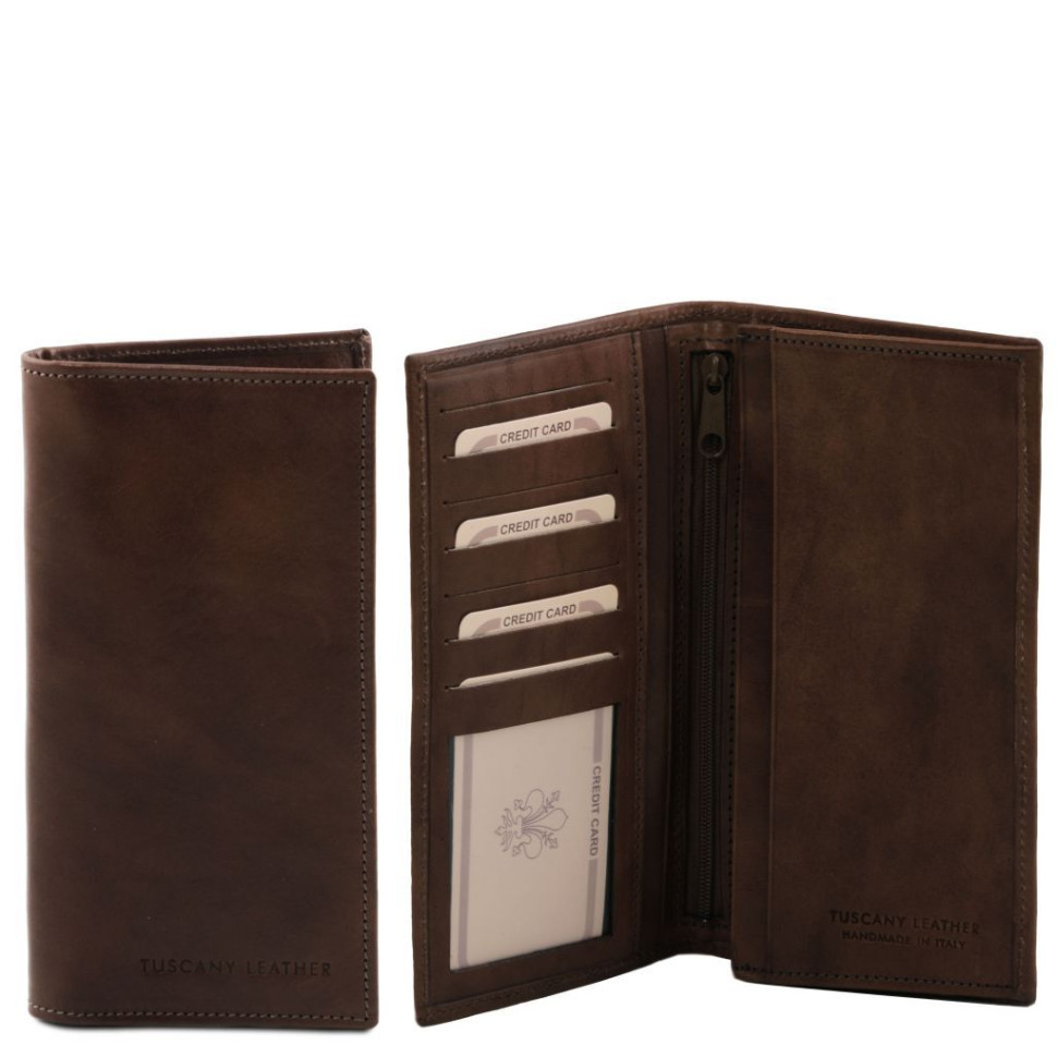 Чоловічий шкіряний гаманець двойного сложения Tuscany Leather TL140777 (Темно-коричневий)