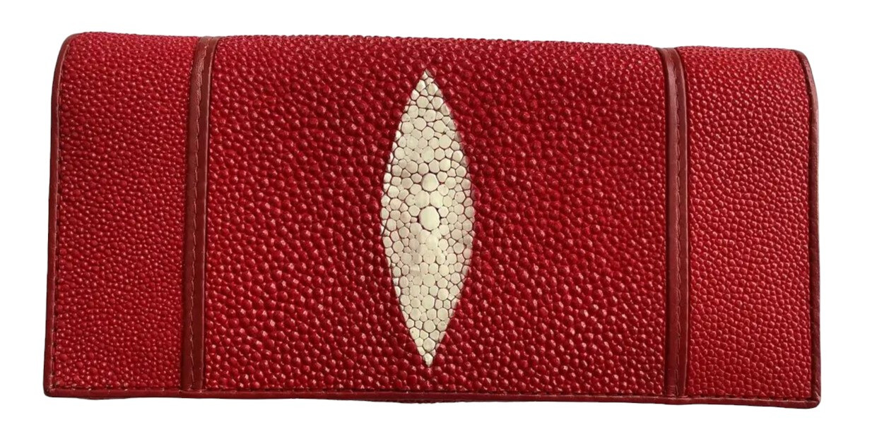 Гаманець жіночий із натуральної шкіри ската Exotic Leather Червоний (stw 29_4)