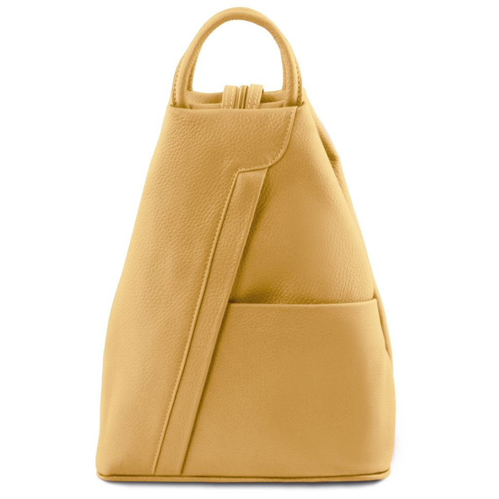 Шкіряний мʼякий італійський рюкзак TL141881 Shanghai Tuscany (Pastel yellow)