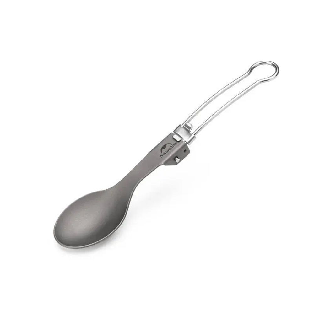 Ложка складана з титану Naturehike Titanium NH19C001-J сіра з мішечком — фото 1