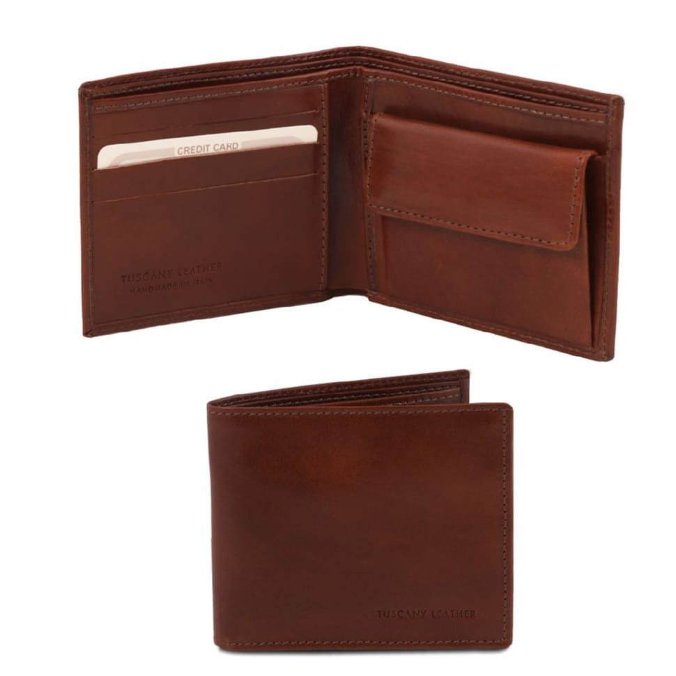 Ексклюзивний шкіряний гаманець чоловічий с монетником Tuscany Leather TL140761 (коричневий)
