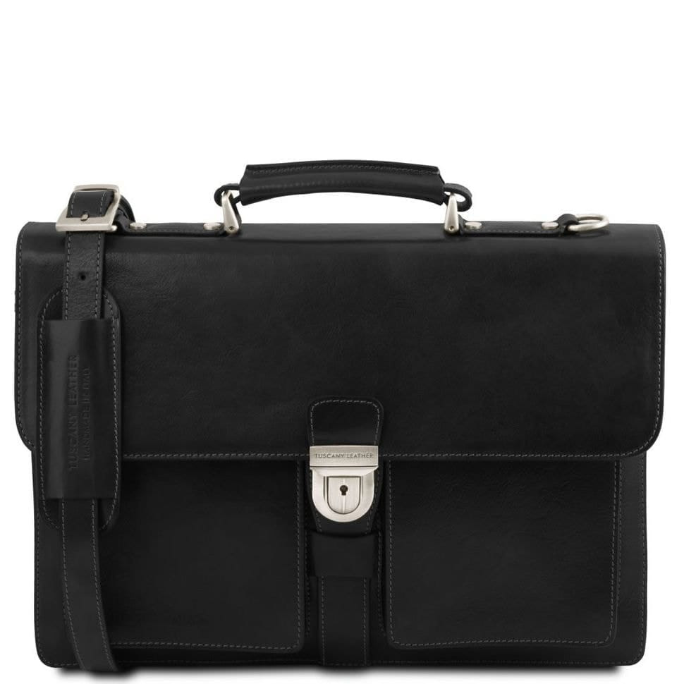 Assisi шкіряний портфель на 3 відділення Tuscany TL141825 (чорний)