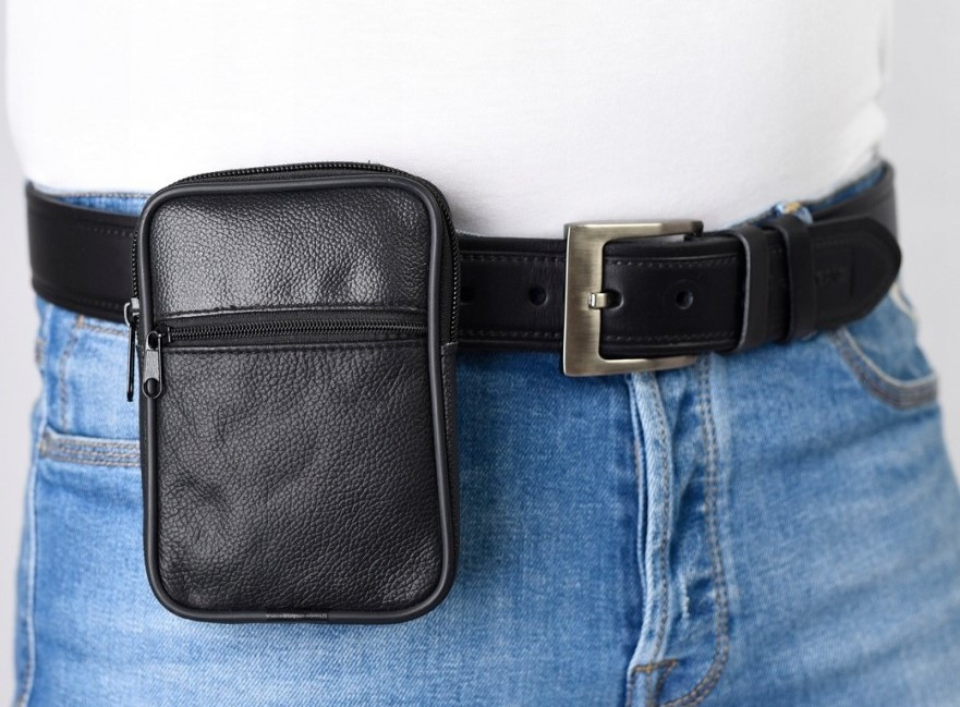 Чоловіча сумка, барсетка на ремінь Pako Jeans чорна — фото 1