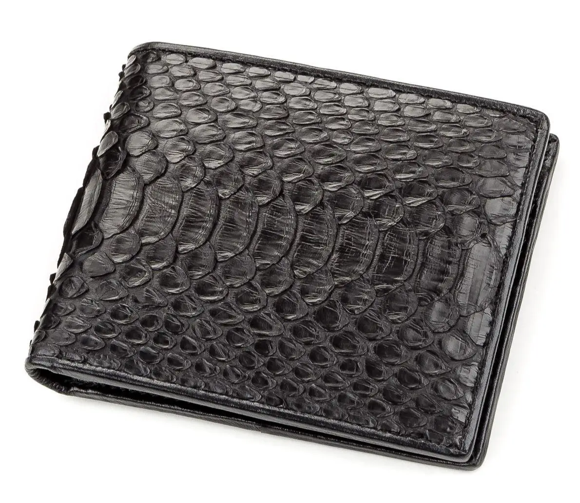 Портмоне вузьке з натуральної шкіри пітона Exotic Leather Чорне (snw 68)