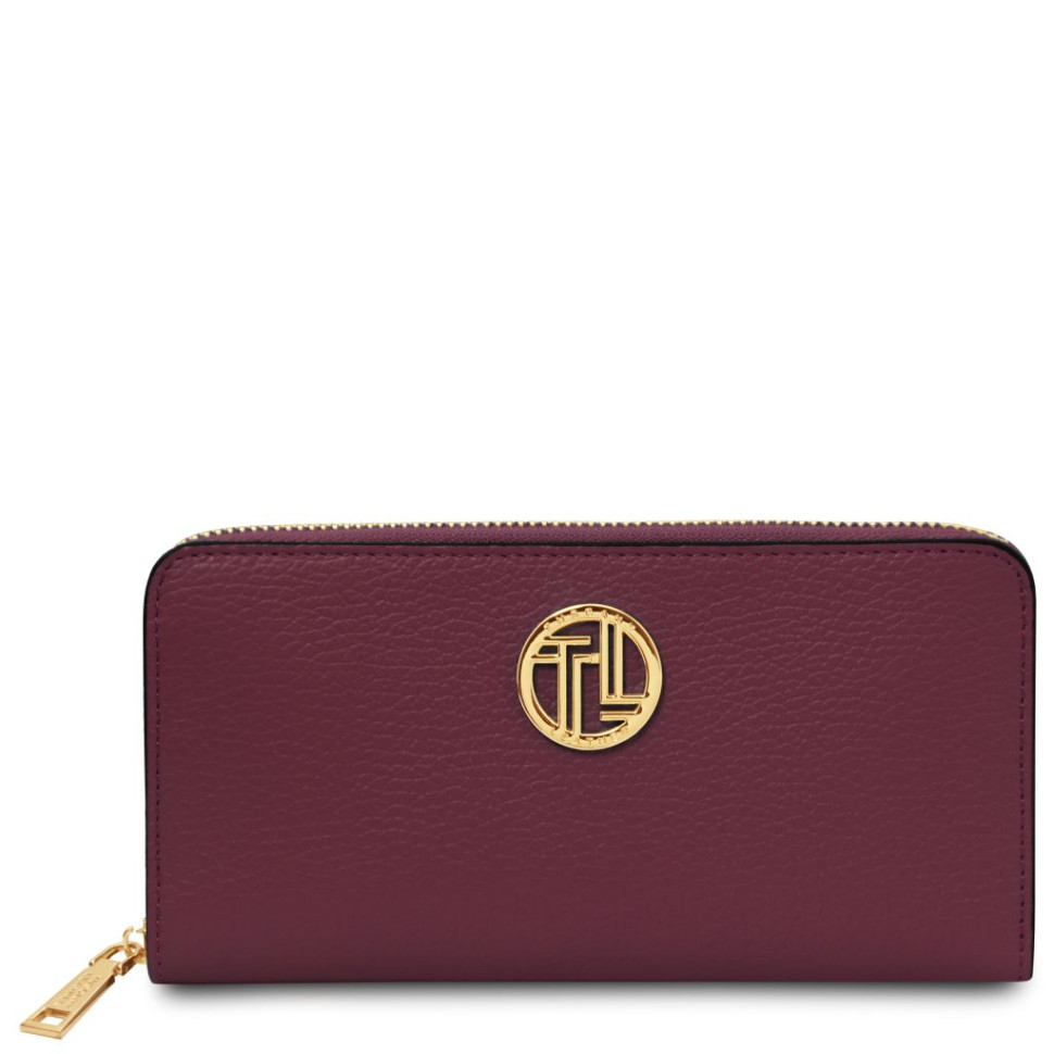 Великий жіночий шкіряний гаманець на блискавці Financier Італія Tuscany TL142485 (Bordeaux)