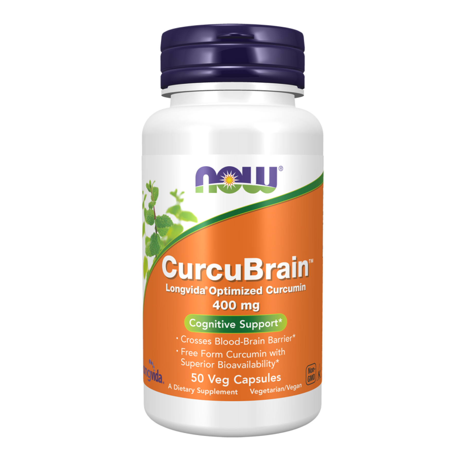 CurcuBrain, 400 мг, 50 вег. капсул, Now Foods